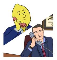 Lemon Larry llamando al abogado