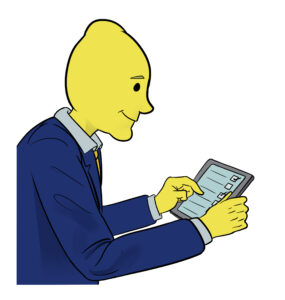 Lemon Larry sobre la encuesta de llenado de iPad